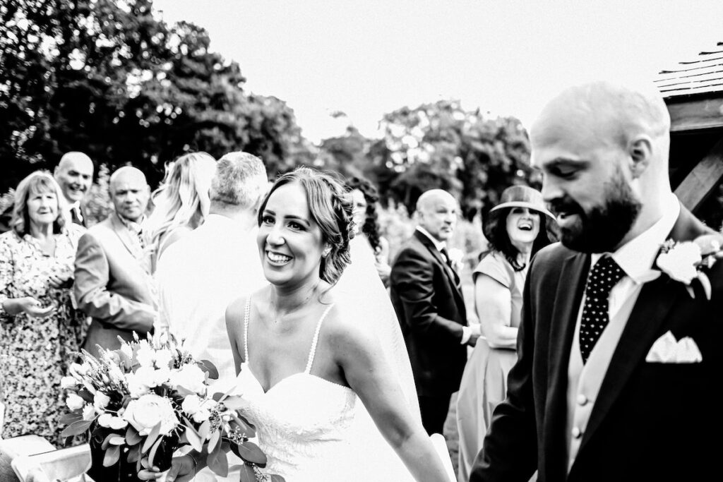 Just married in black and white