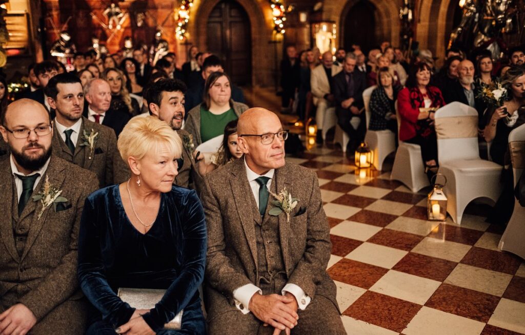 Wedding guests watching