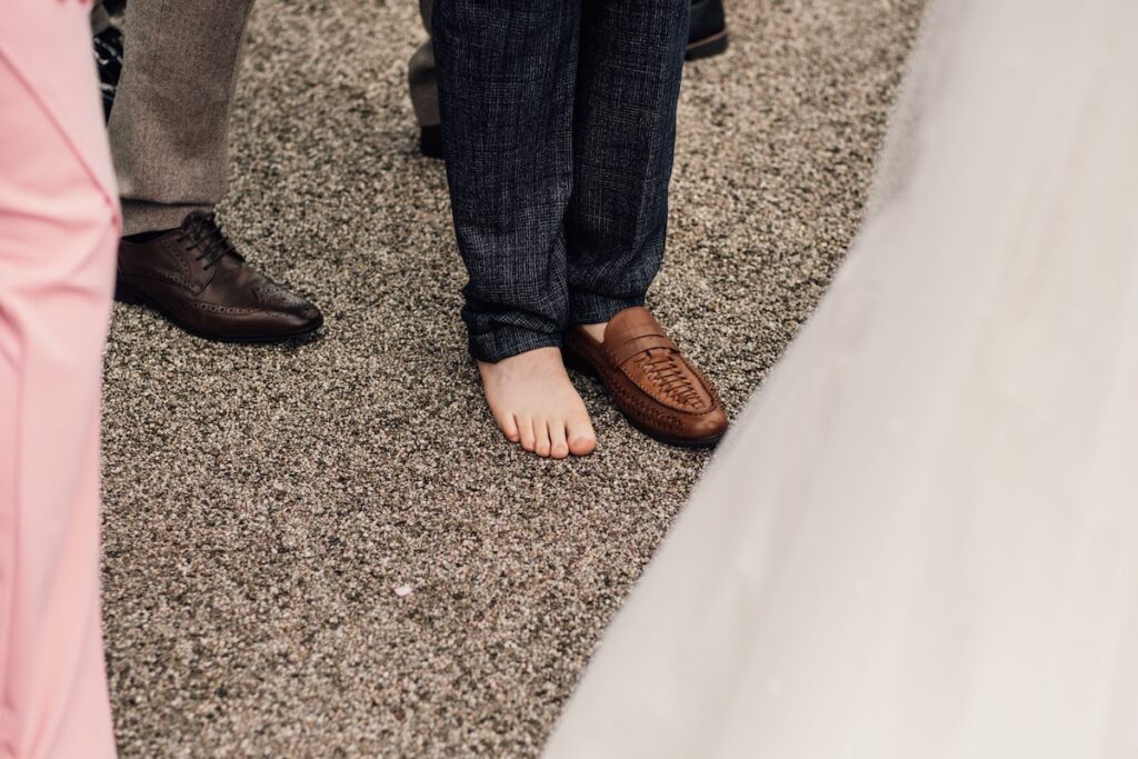 A foot without a shoe