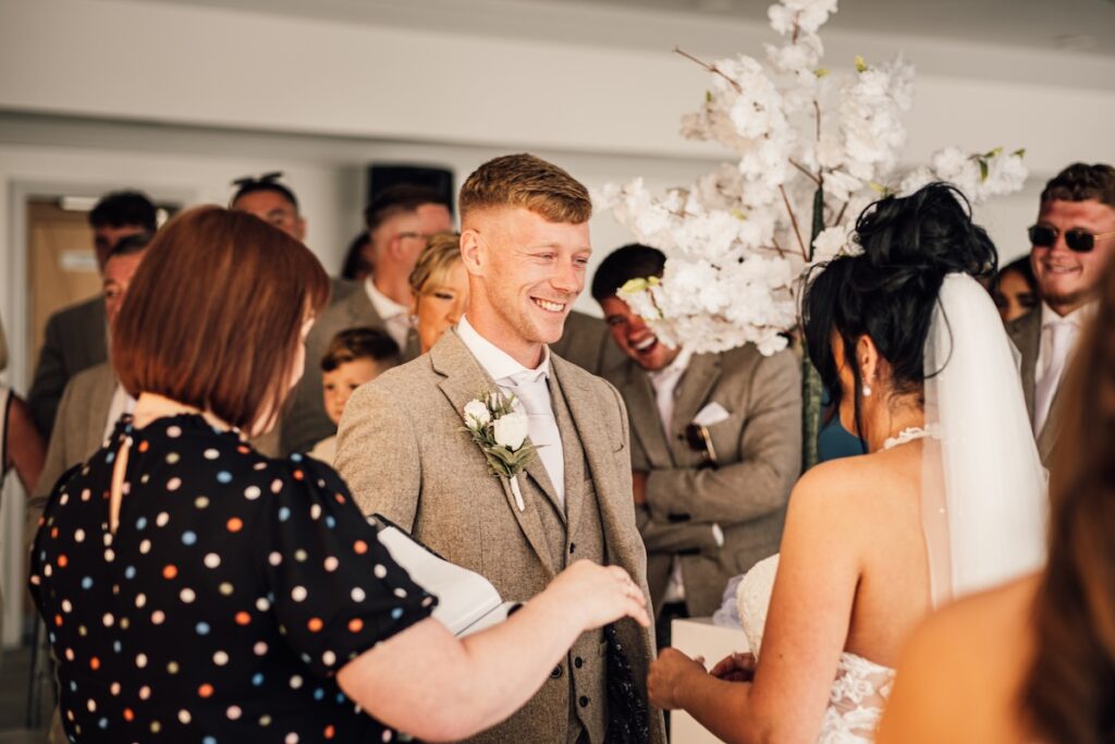 Bride and groom getting married