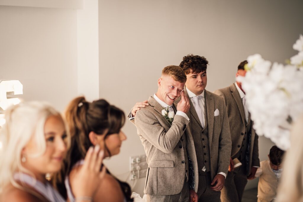 An emotional groom