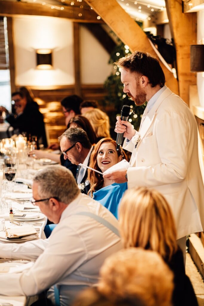 The groom giving a speech