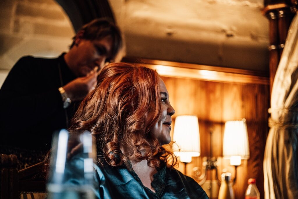 A bride getting ready