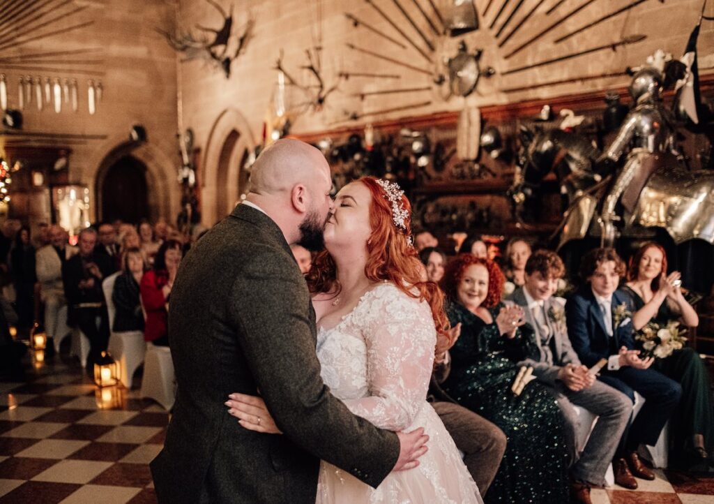 A couple's first kiss