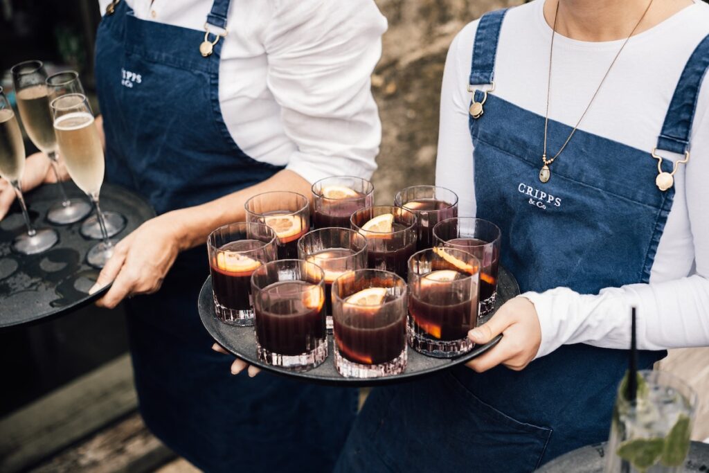 Drinks at a wedding