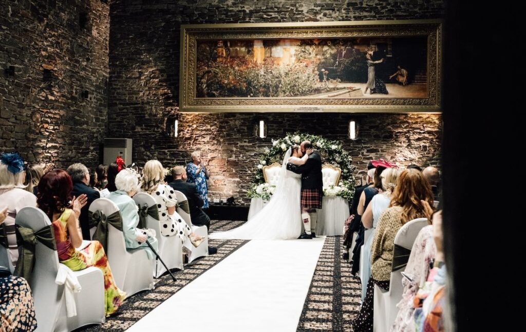 The couple's first kiss