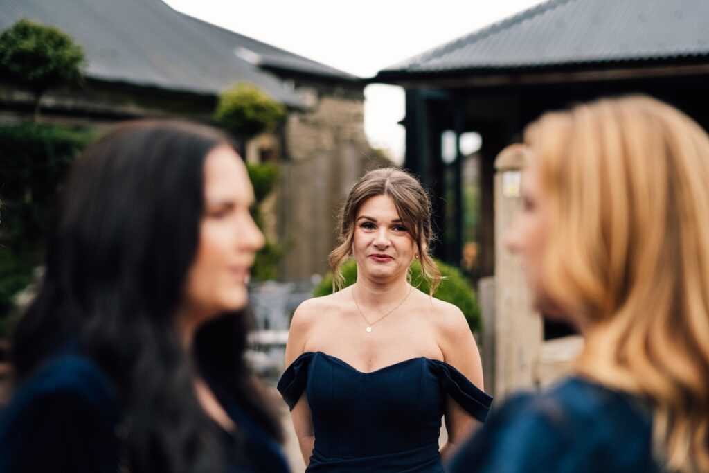 Wedding guests chatting