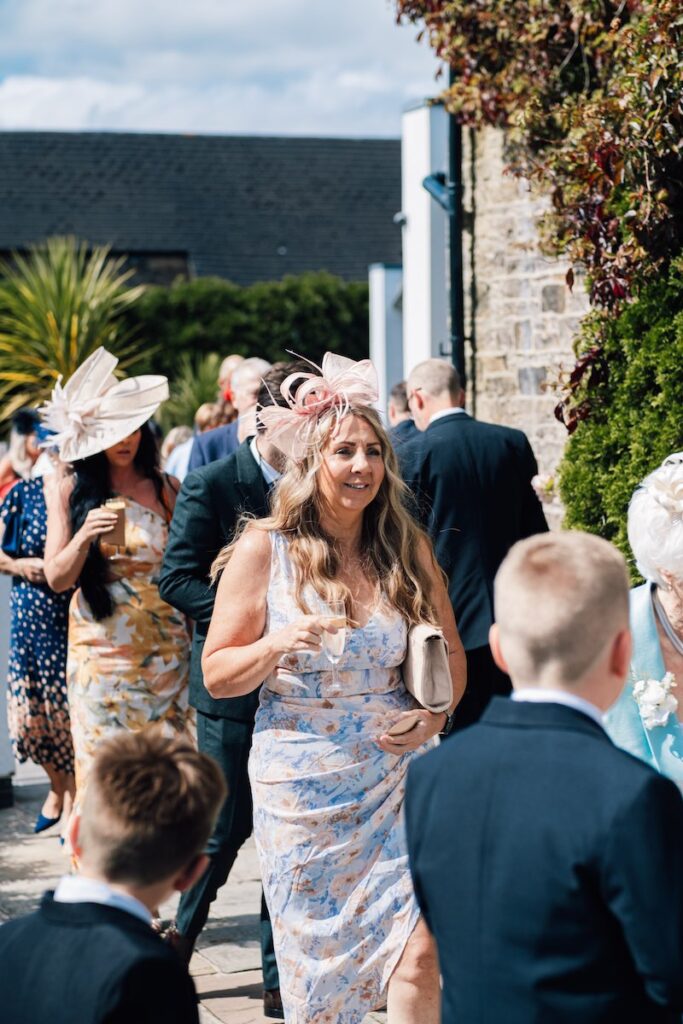 Wedding guest with fascinator