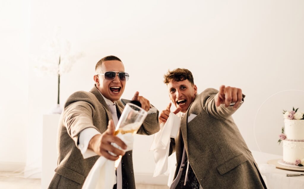 Merry guests dancing