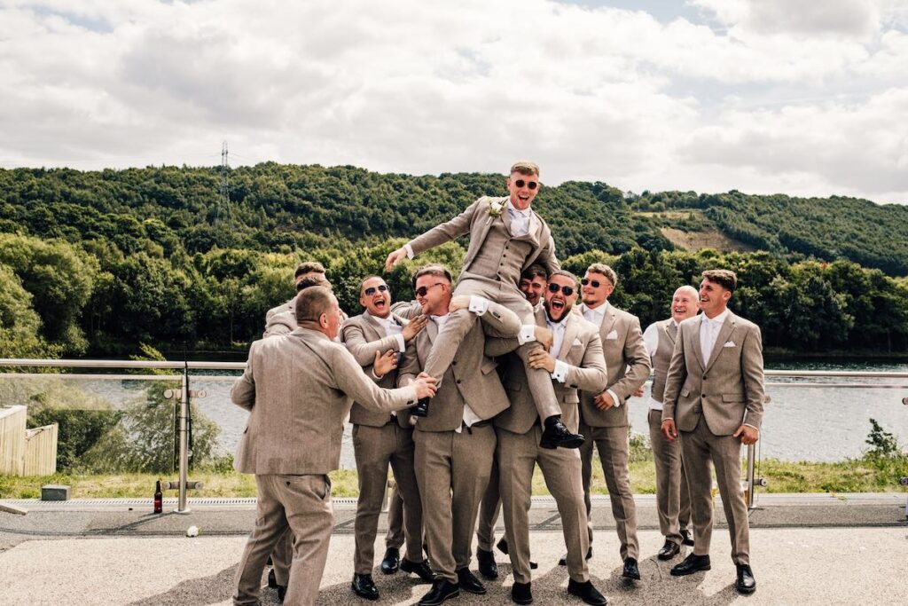 A groom being carried